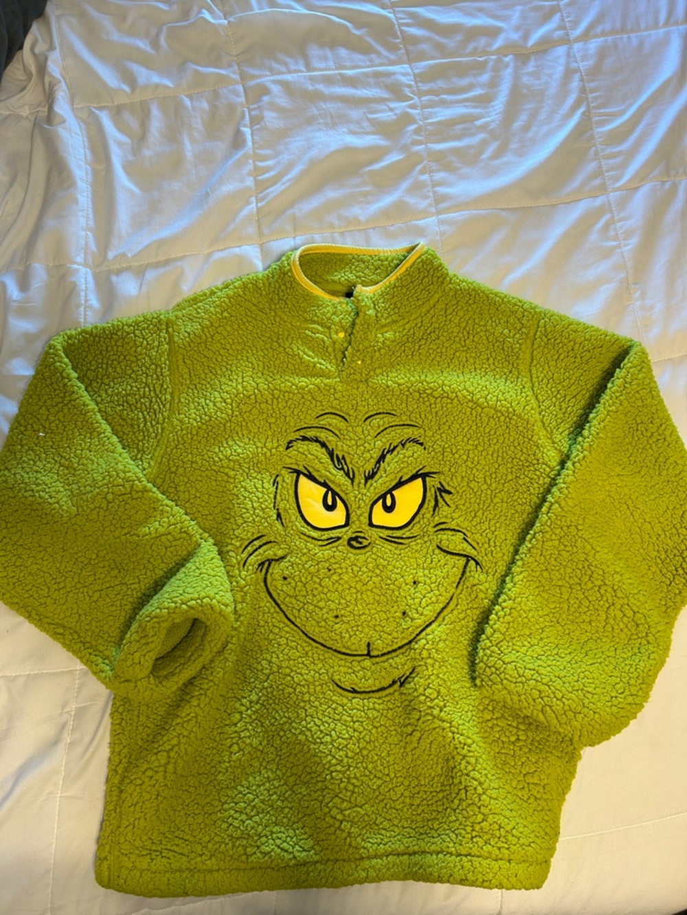 Grinch Green Sherpa Pullover with Graphic Face